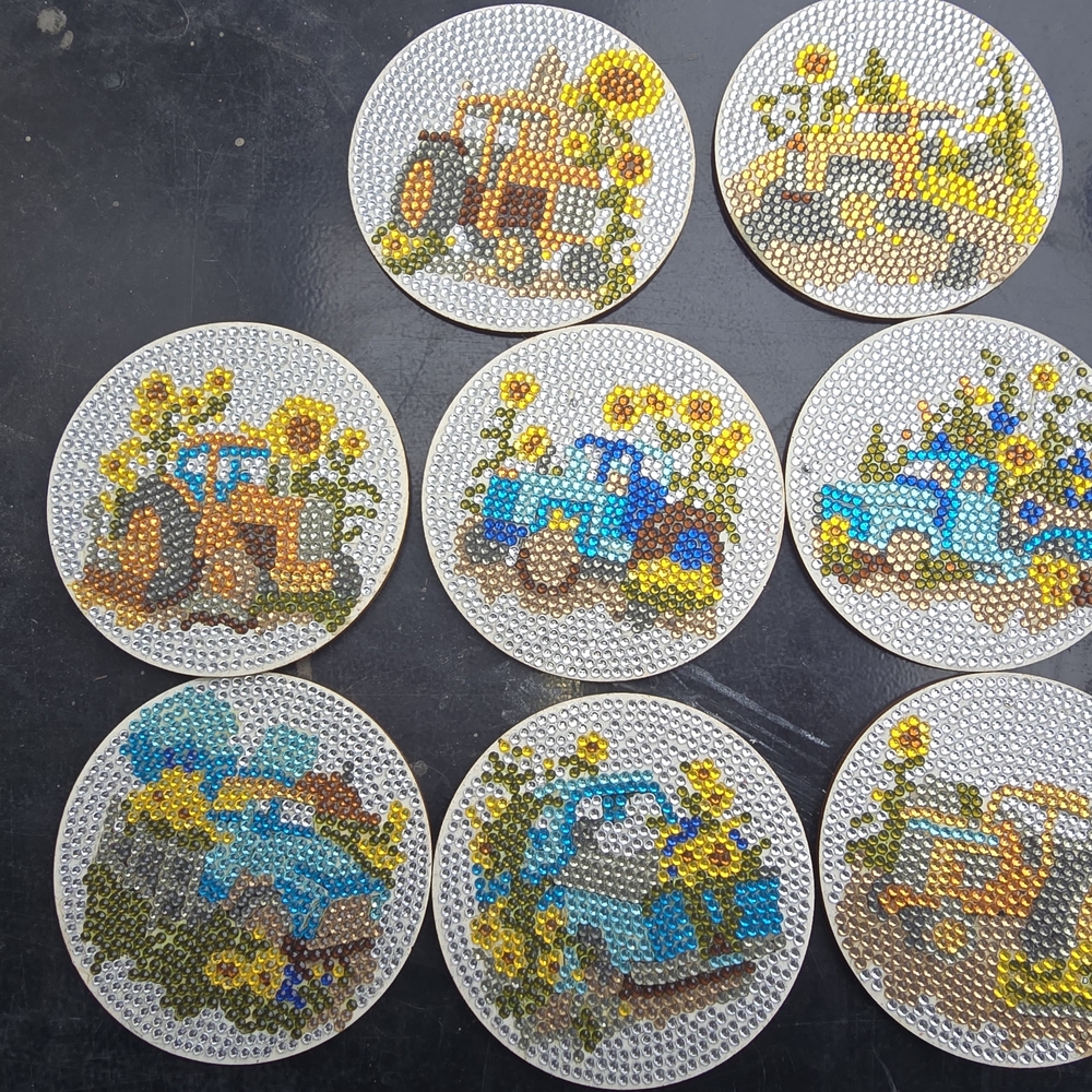 Sunflower and Truck Coasters Set